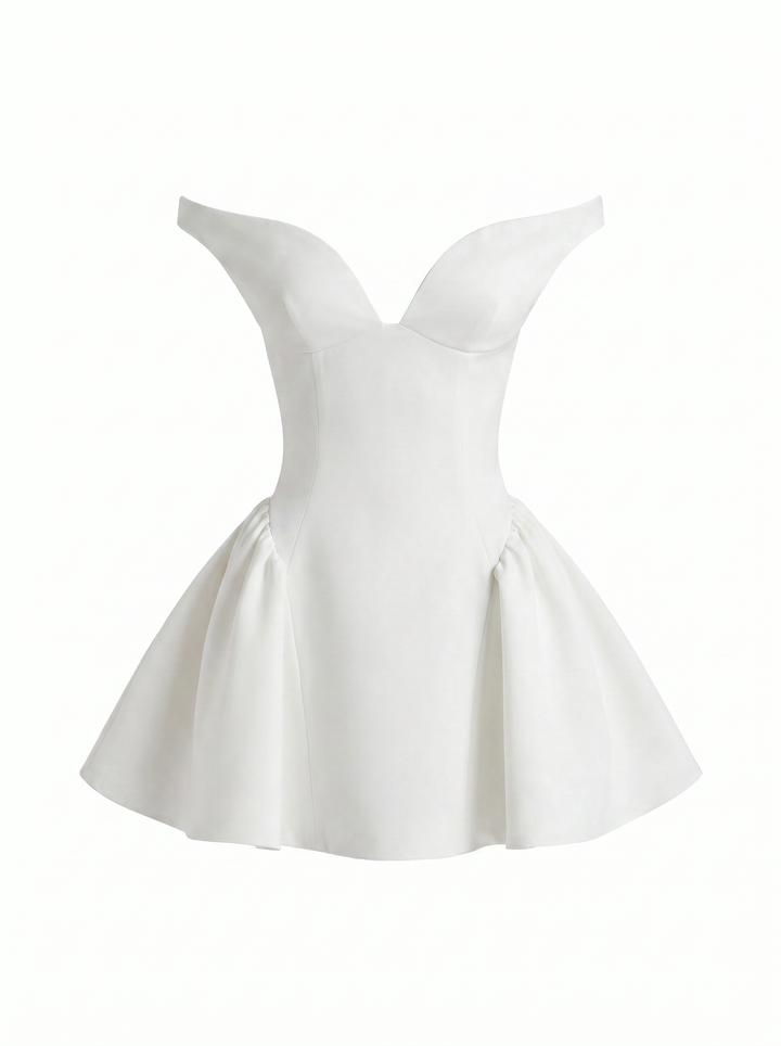 Emily & Isabella Brooks | Satin Slim Fit Off Shoulder Dress
