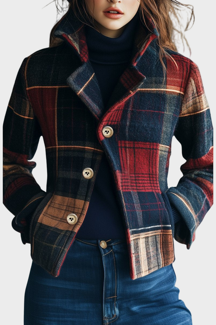 Emily & Isabella Brooks | Wool Cardigan, Plaid Pattern