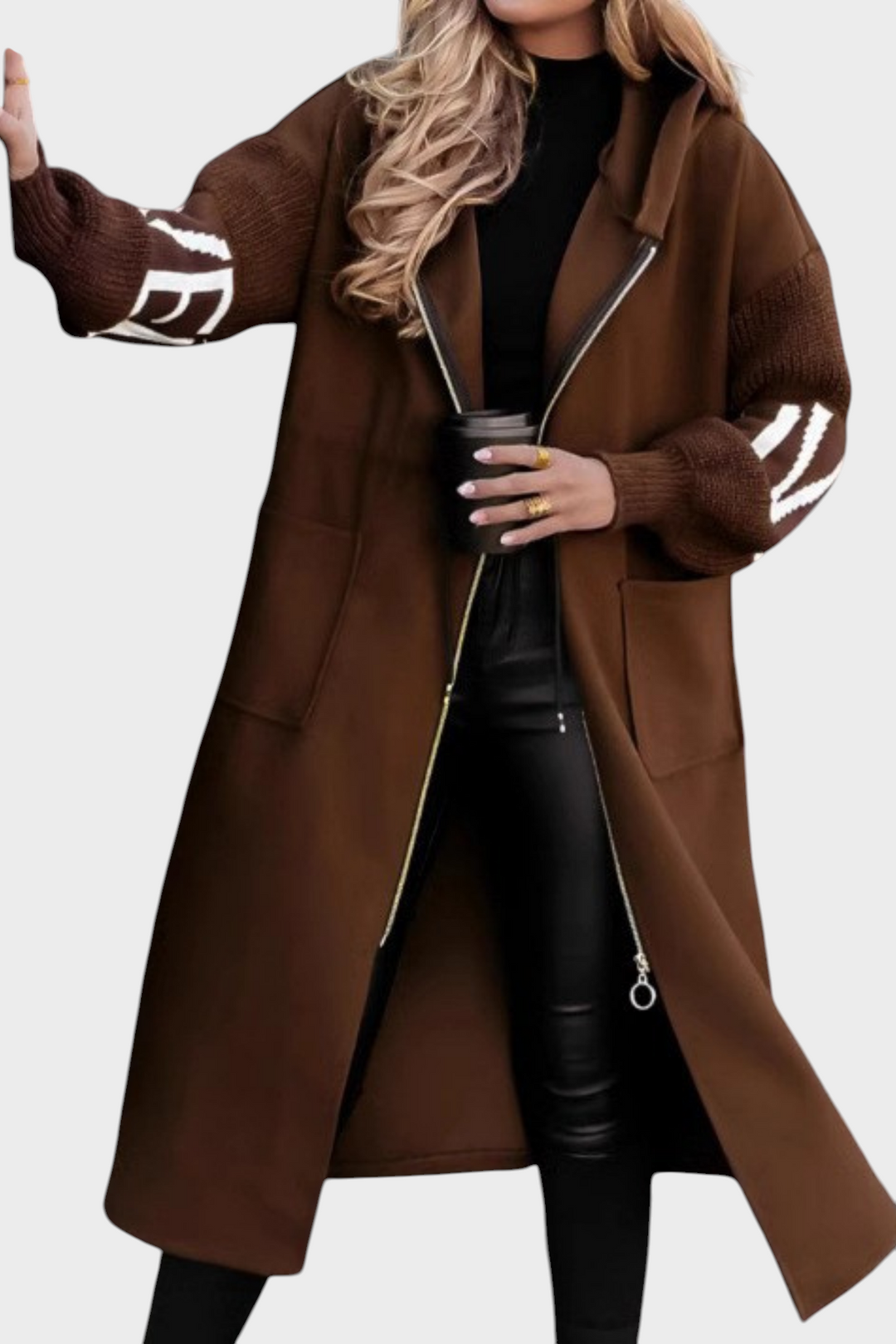 Emily & Isabella Brooks | Women's Jacket with Knitted Sleeves and Hood