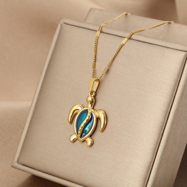 Emily & Isabella Brooks | Blue Turtle Necklace