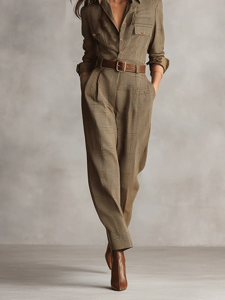 Emily & Isabella Brooks | Elegant Plaid Jumpsuit