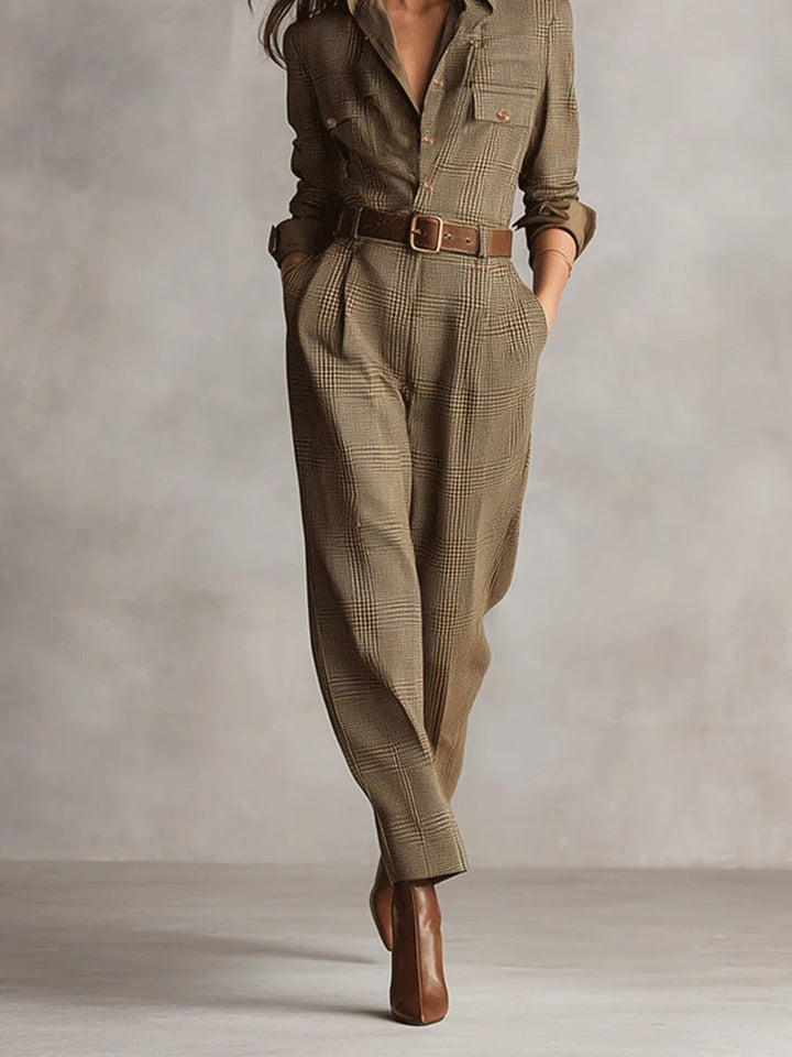 Emily & Isabella Brooks | Elegant Plaid Jumpsuit