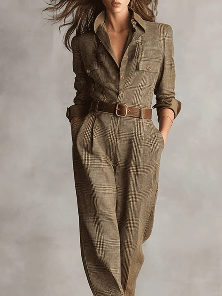 Emily & Isabella Brooks | Elegant Plaid Jumpsuit