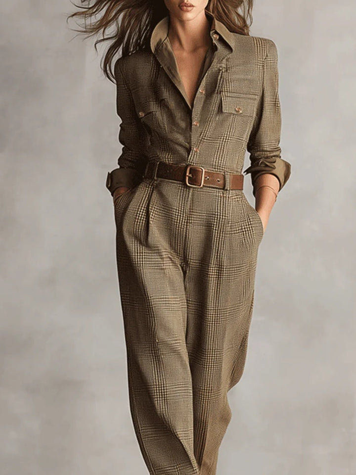 Emily & Isabella Brooks | Elegant Plaid Jumpsuit