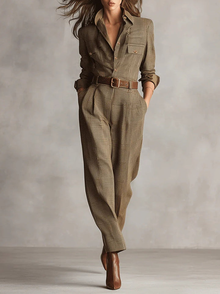 Emily & Isabella Brooks | Elegant Plaid Jumpsuit