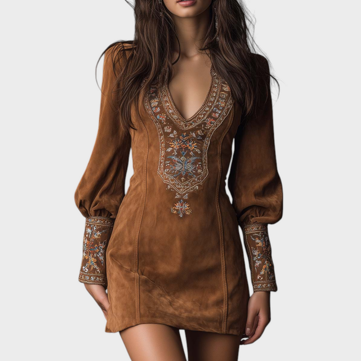 Emily & Isabella Brooks | Retro Suede Mini Dress