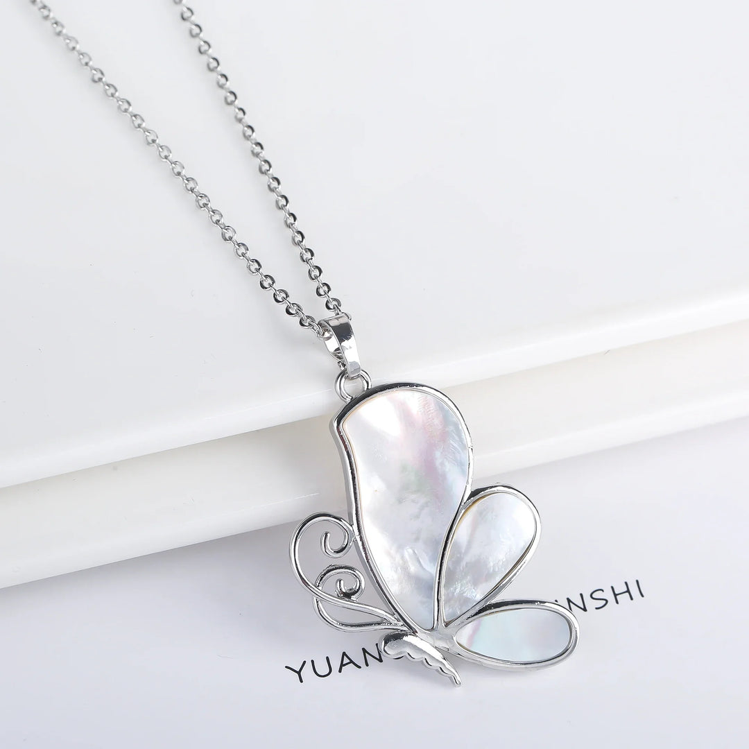 Emily & Isabella Brooks | Natural Shell Butterfly Pendant Necklace
