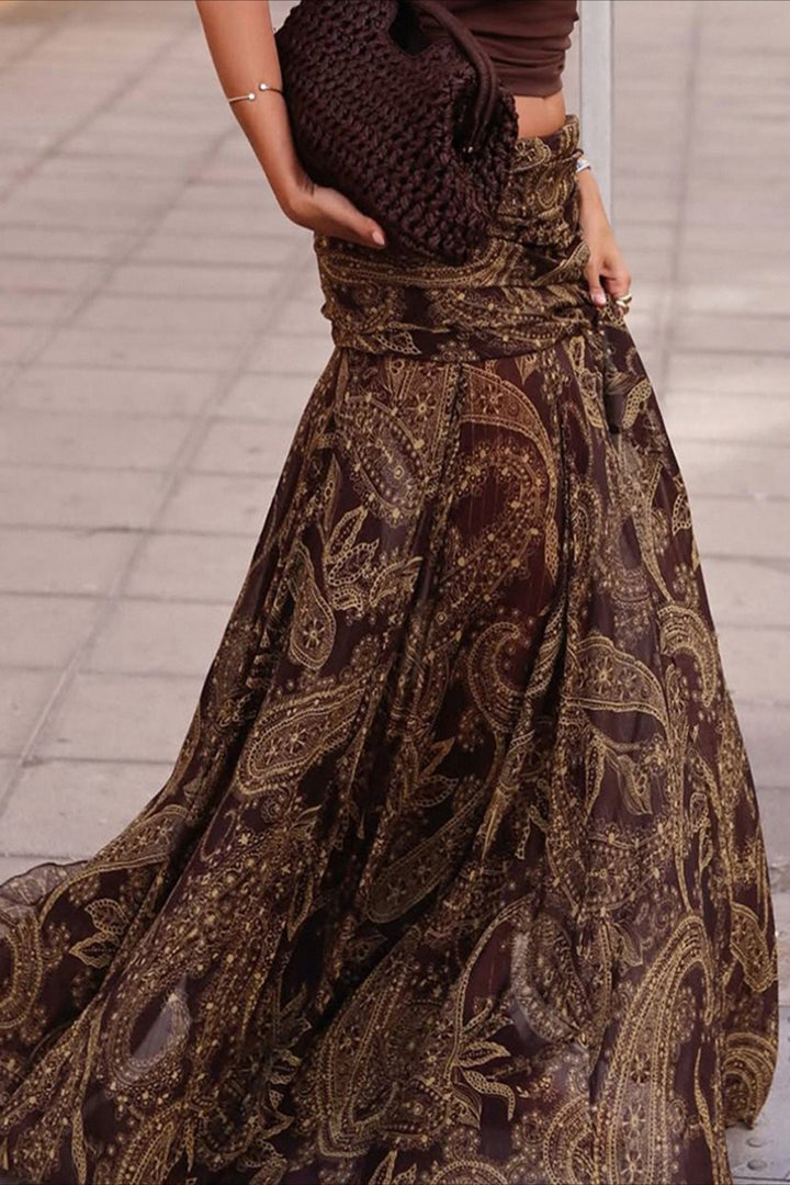 Emily & Isabella Brooks | Paisley Print Slim Fit Maxi Skirt