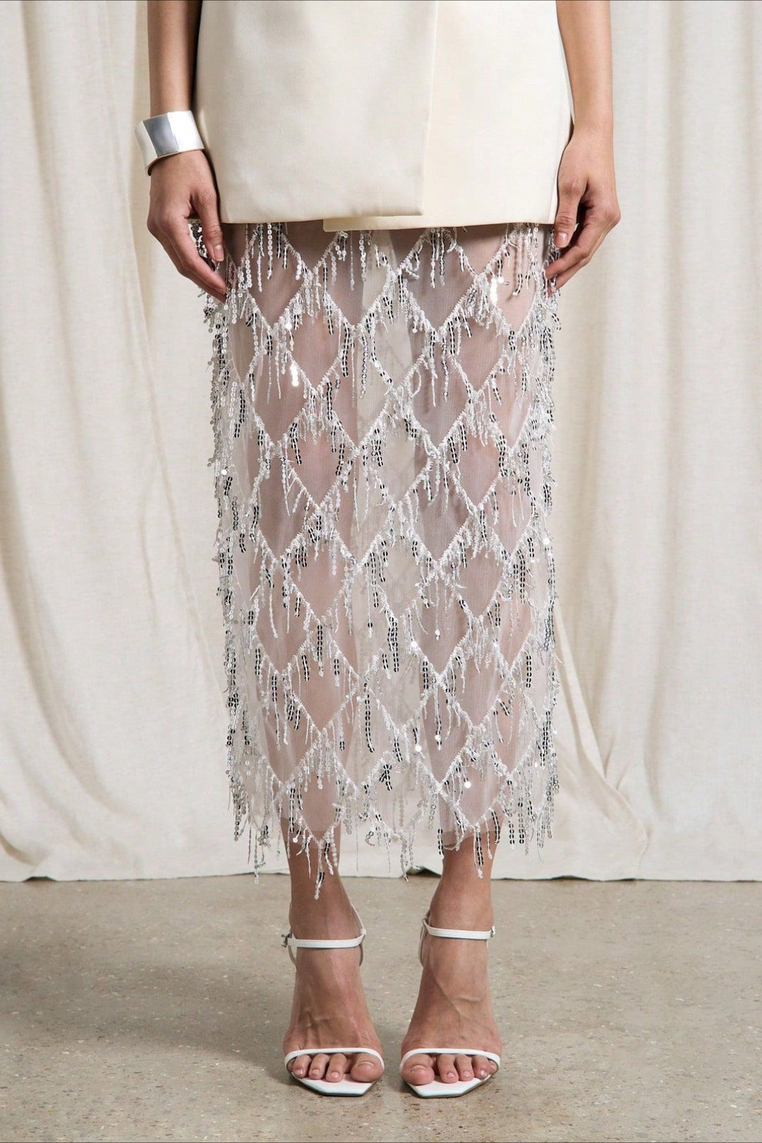 Emily & Isabella Brooks | Sequin Fringe Midi Skirt