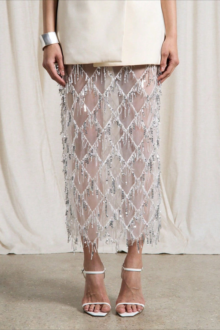 Emily & Isabella Brooks | Sequin Fringe Midi Skirt