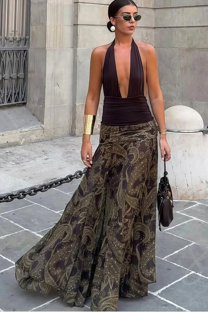 Emily & Isabella Brooks | Paisley Print Slim Fit Maxi Skirt
