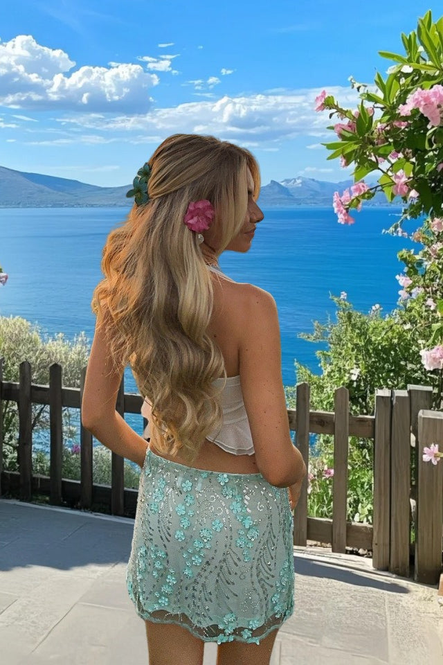 Emily & Isabella Brooks | 3D Embroidered Sheer Mesh Floral Skirt