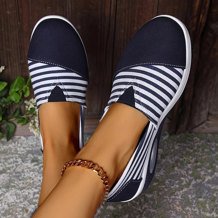 Emily & Isabella Brooks | Comfortable Striped Slip-On Sneakers