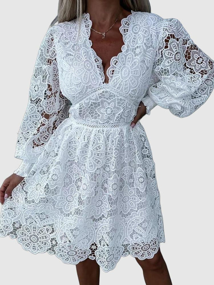 Emily & Isabella Brooks | Lace Cocktail Dress with Floral Detailing