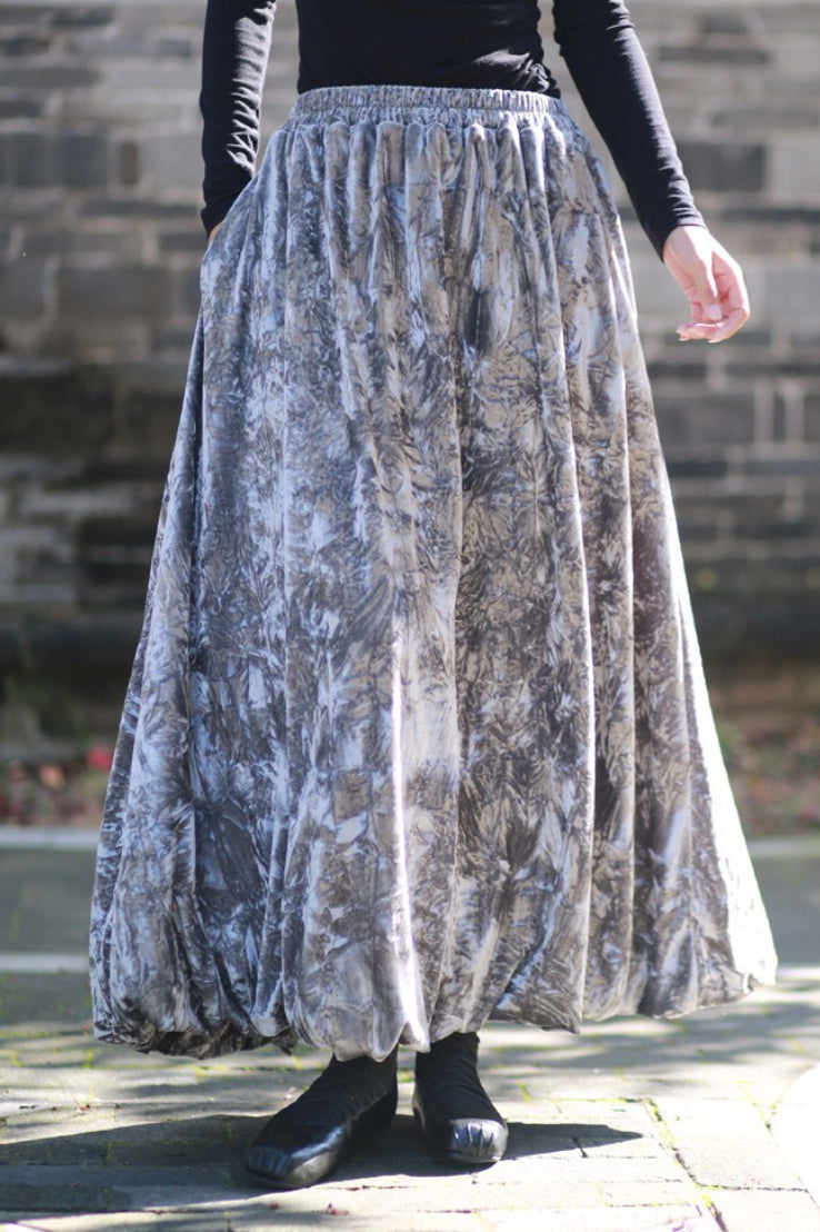 Emily & Isabella Brooks | Velvet Tie Dye Swing Midi Skirt