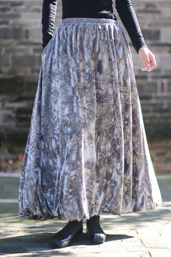 Emily & Isabella Brooks | Velvet Tie Dye Swing Midi Skirt