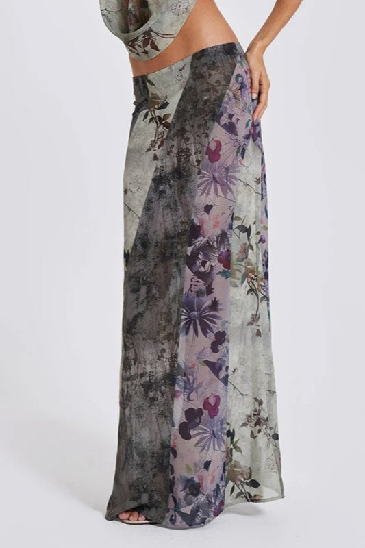 Emily & Isabella Brooks | Botanical Print Bodycon Maxi Skirt