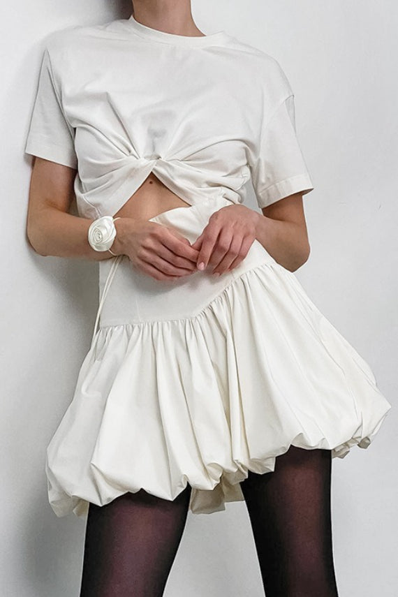 Emily & Isabella Brooks | Cotton A-Line High Waist Mini Skirt