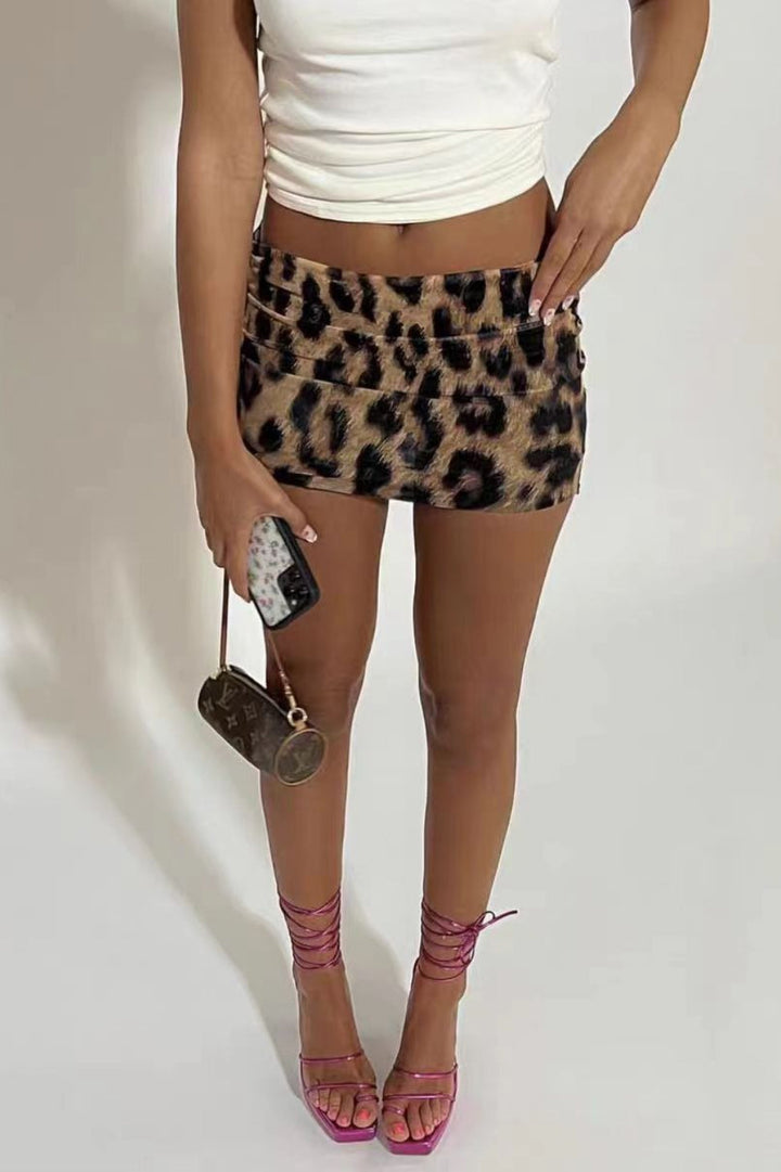 Emily & Isabella Brooks | Leopard Print Stretchy Bodycon Mini Skirt