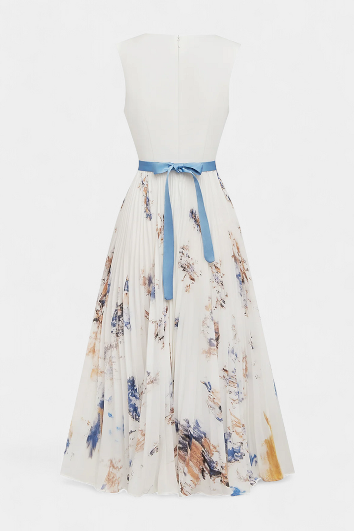 Emily & Isabella Brooks | Sleeveless Pleated Midi Dress, Floral Print