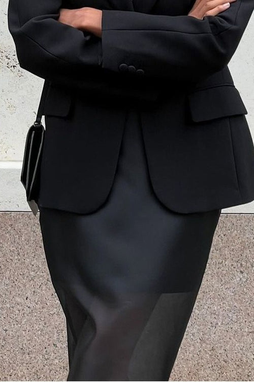 Emily & Isabella Brooks | Double Layer Sheer Black Bodycon Skirt