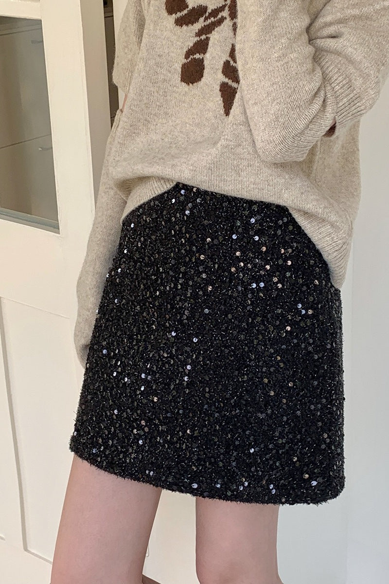 Emily & Isabella Brooks | Sequin High Waist Mini Skirt