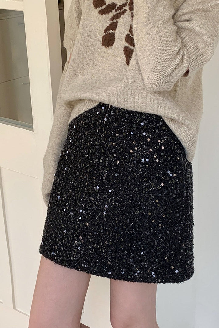 Emily & Isabella Brooks | Sequin High Waist Mini Skirt
