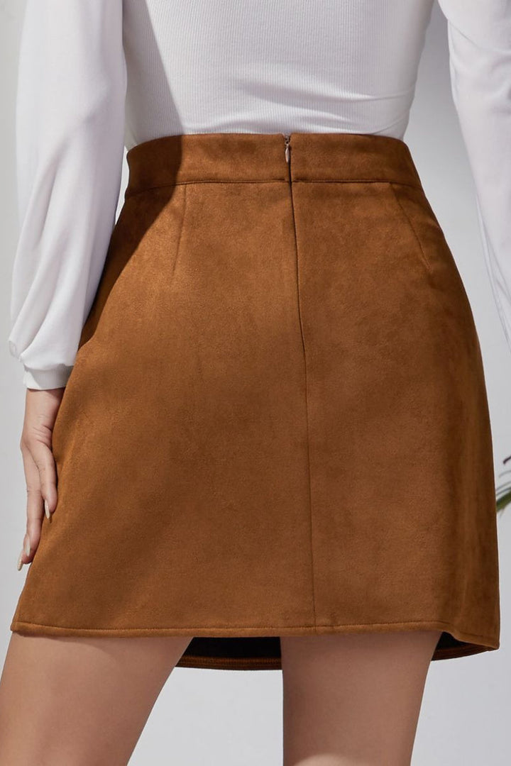 Emily & Isabella Brooks | Solid Suede Bodycon Mini Skirt