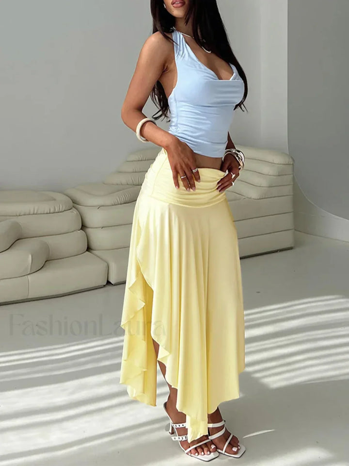 Emily & Isabella Brooks | Asymmetrical Pleated Long Skirt