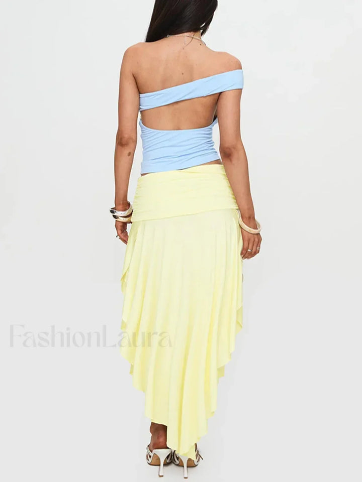 Emily & Isabella Brooks | Asymmetrical Pleated Long Skirt