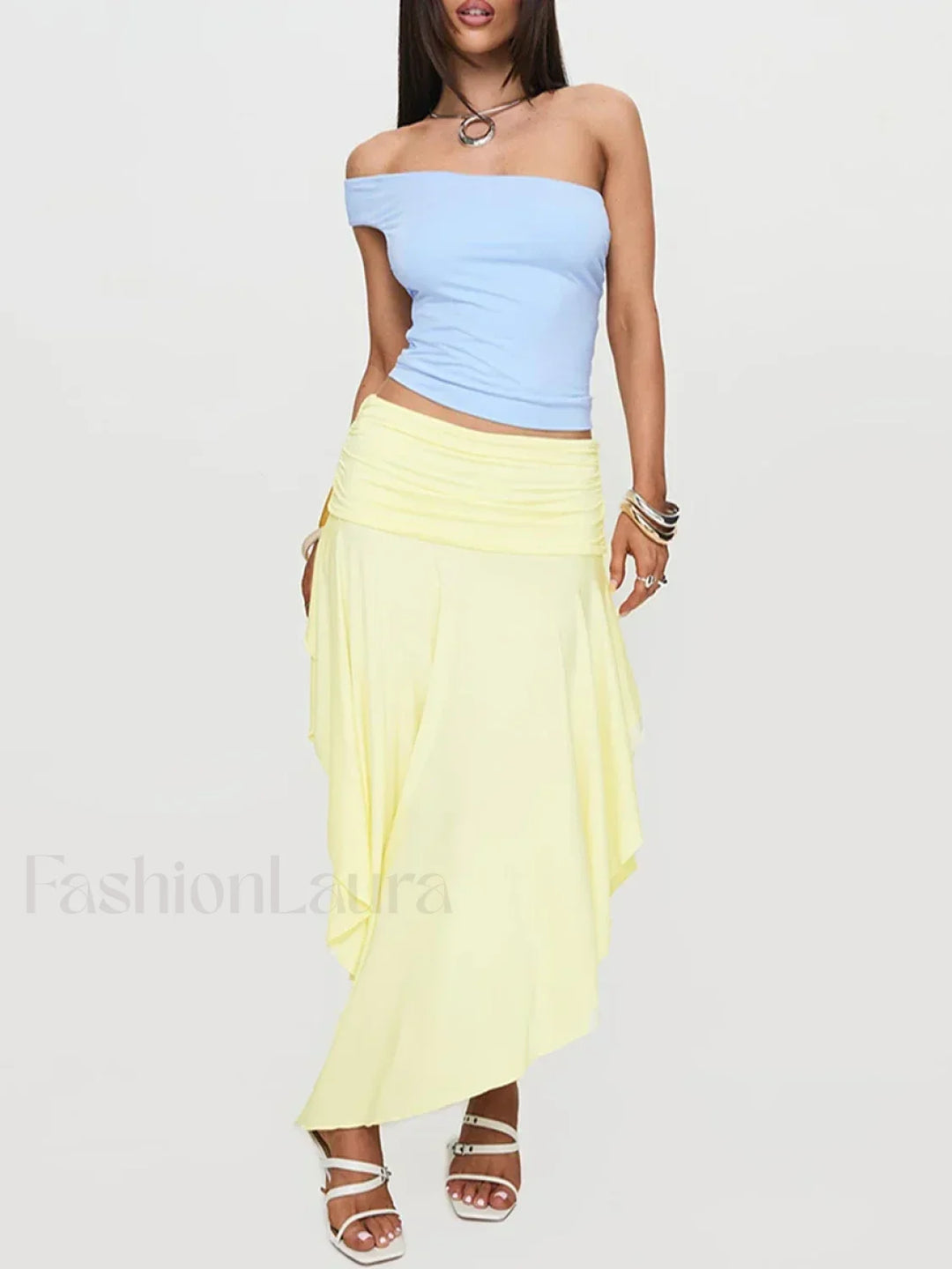 Emily & Isabella Brooks | Asymmetrical Pleated Long Skirt