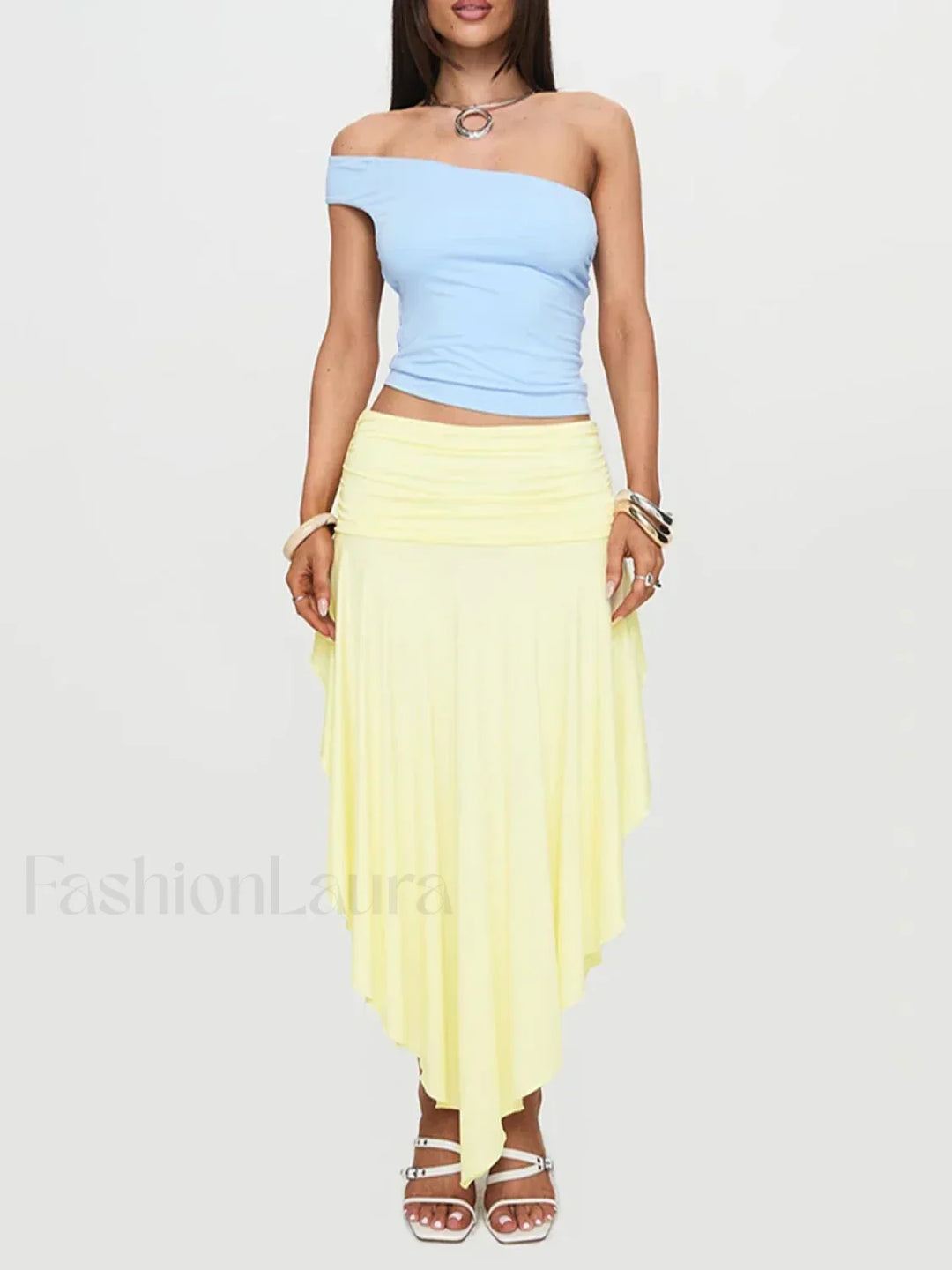 Emily & Isabella Brooks | Asymmetrical Pleated Long Skirt