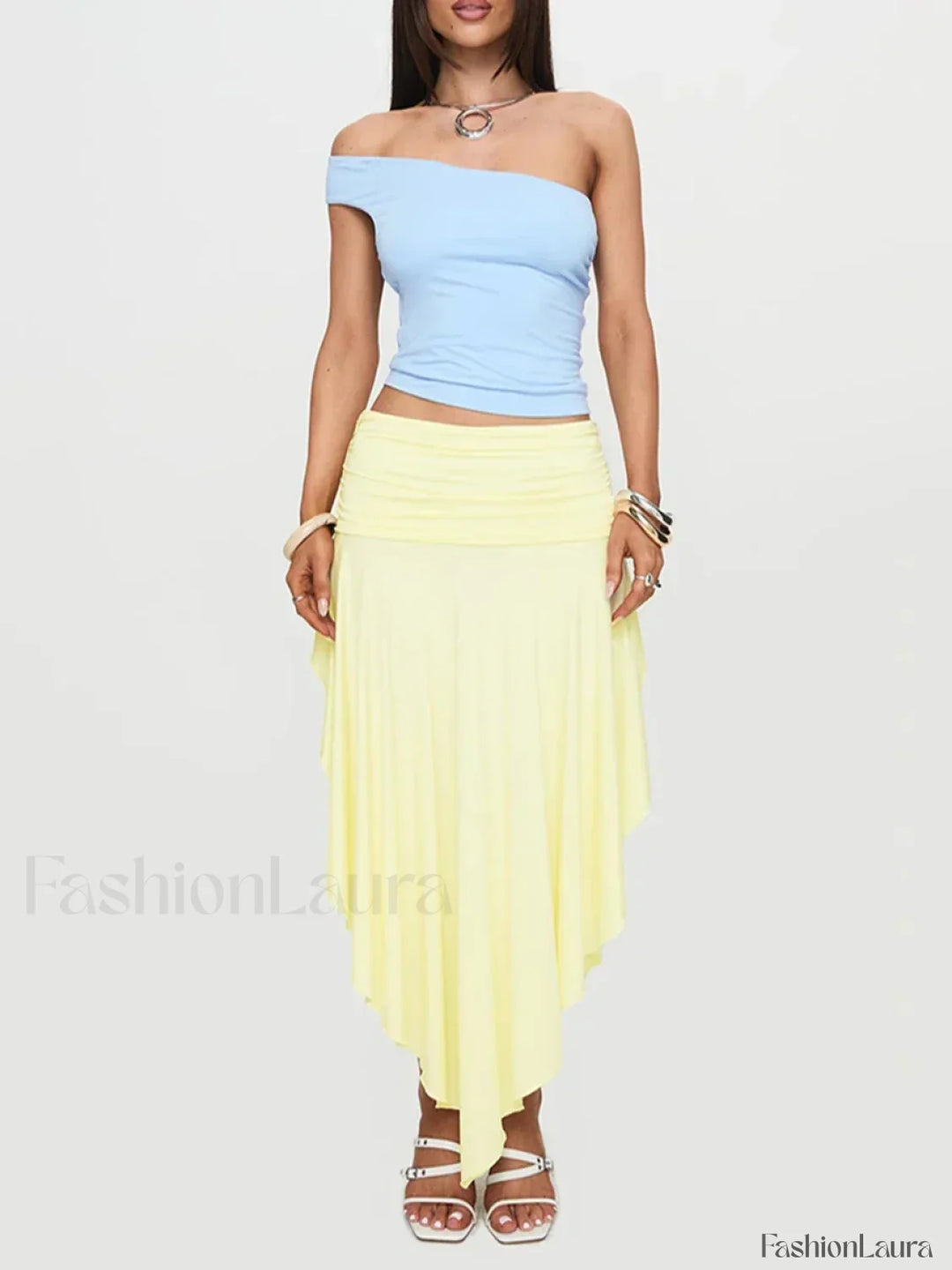 Emily & Isabella Brooks | Asymmetrical Pleated Long Skirt