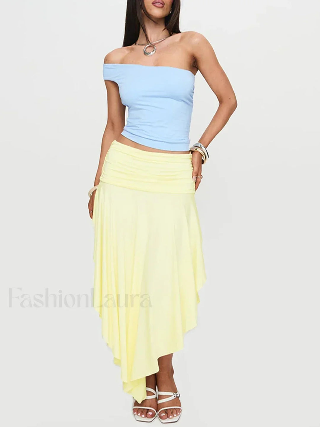 Emily & Isabella Brooks | Asymmetrical Pleated Long Skirt