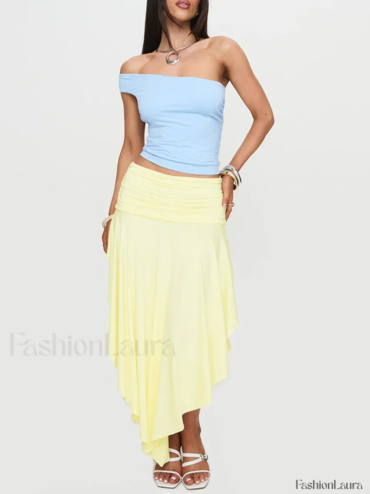 Emily & Isabella Brooks | Asymmetrical Pleated Long Skirt