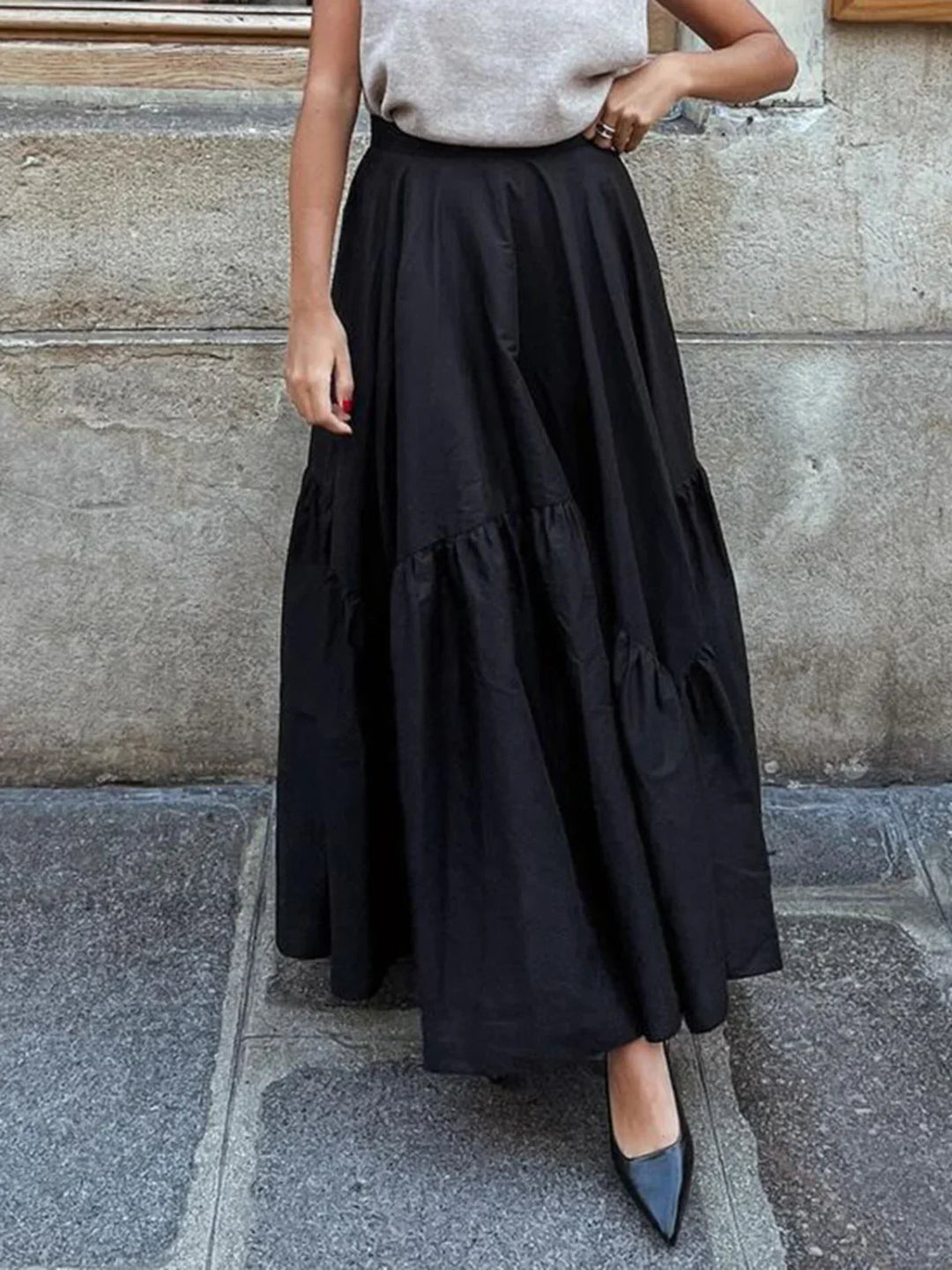 Emily & Isabella Brooks | Asymmetrical Pleated Maxi Skirt