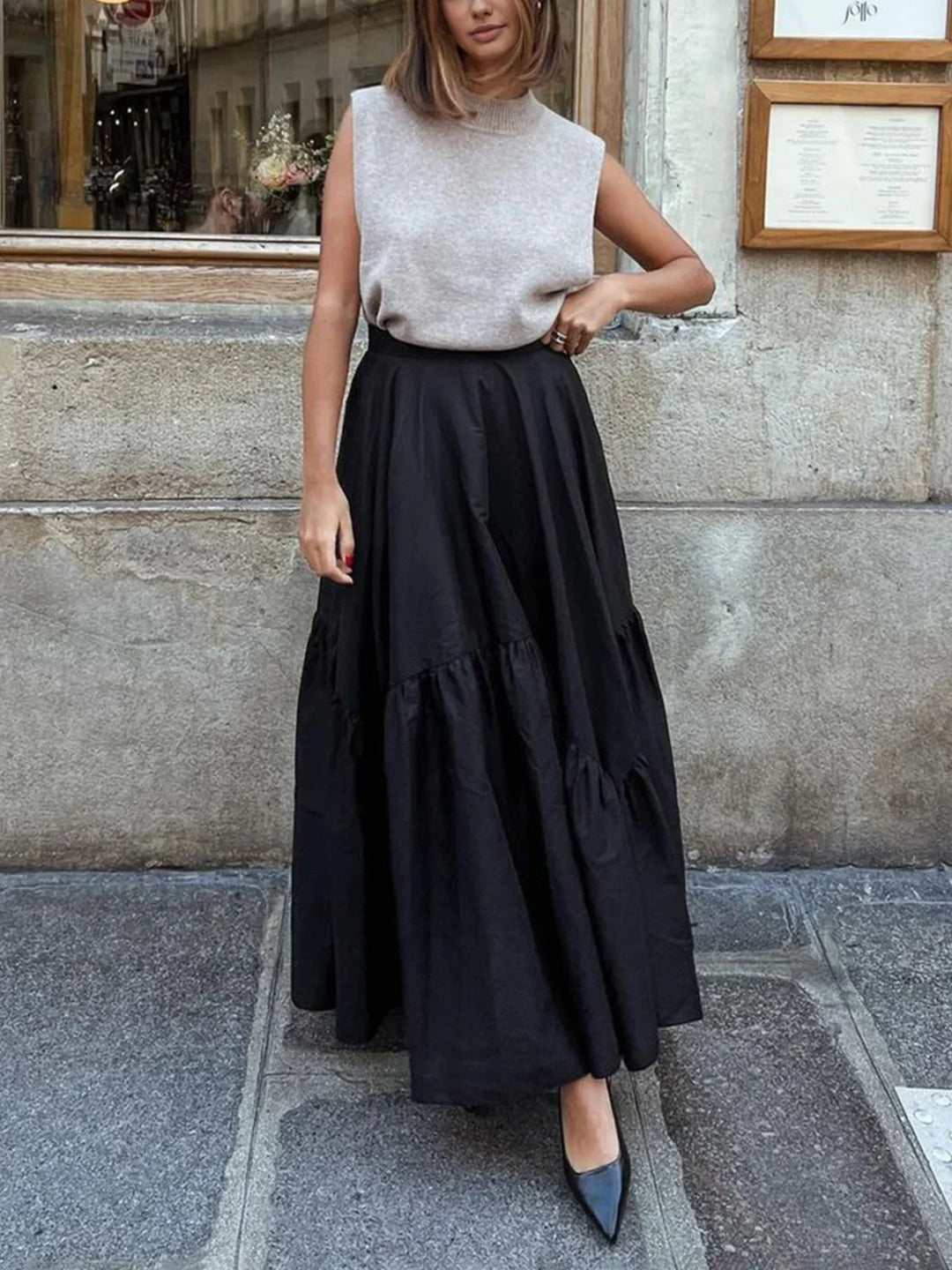 Emily & Isabella Brooks | Asymmetrical Pleated Maxi Skirt