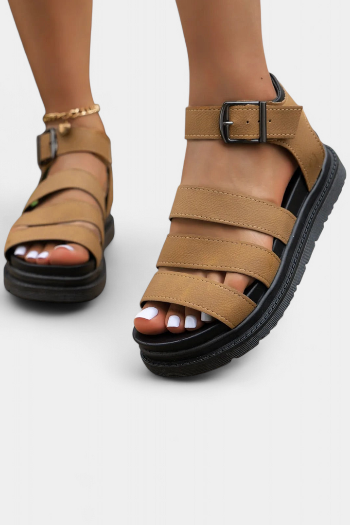 Emily & Isabella Brooks | Platform Sandals with Multiple Straps and Buckle Closure