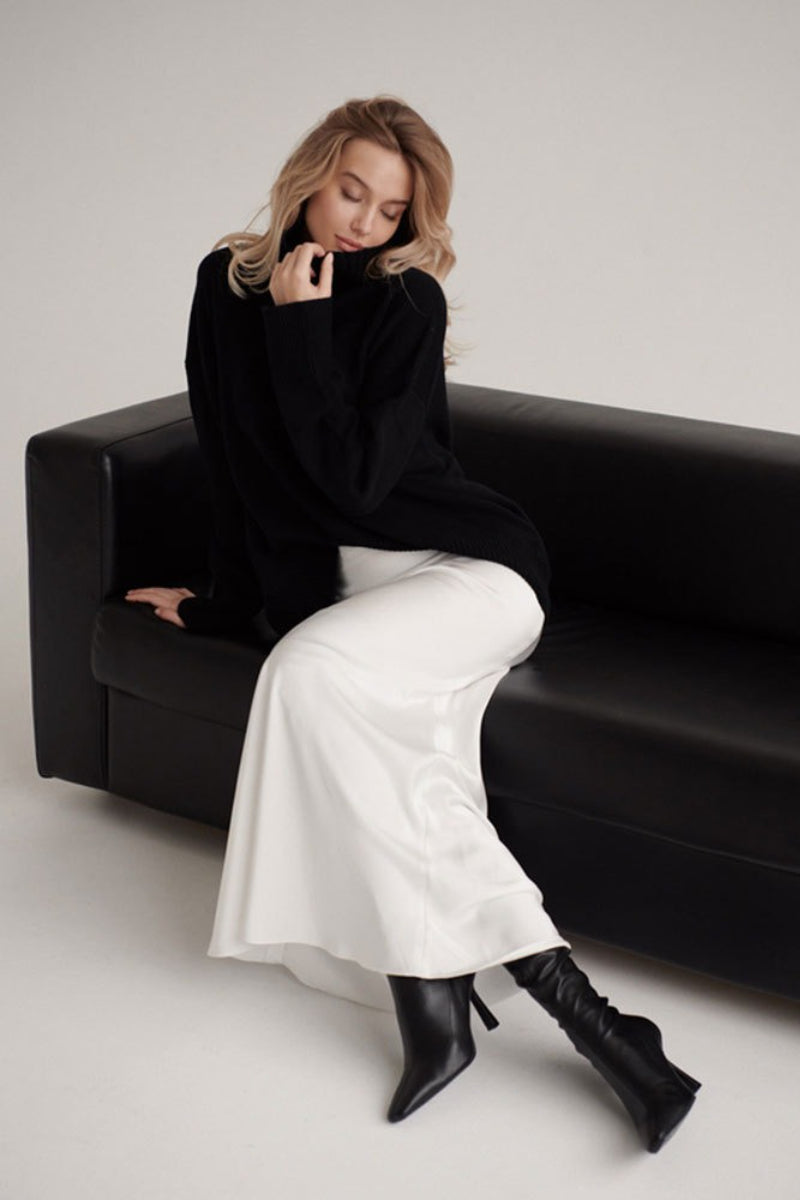 Emily & Isabella Brooks | High Waist Satin Mermaid Maxi Skirt