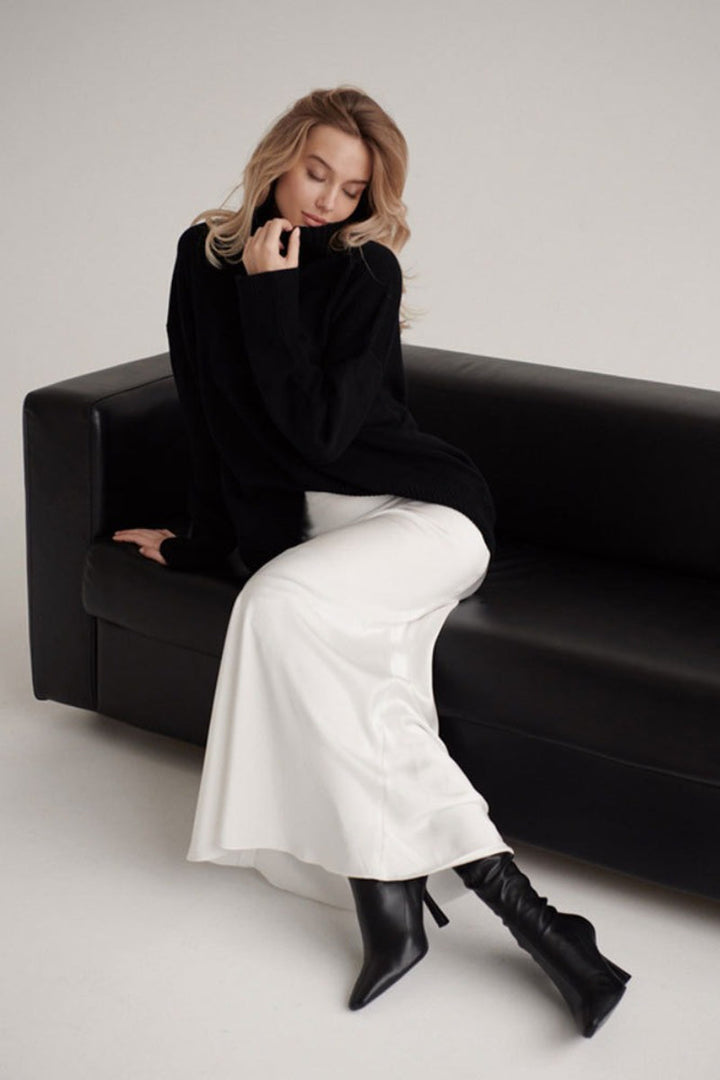 Emily & Isabella Brooks | High Waist Satin Mermaid Maxi Skirt