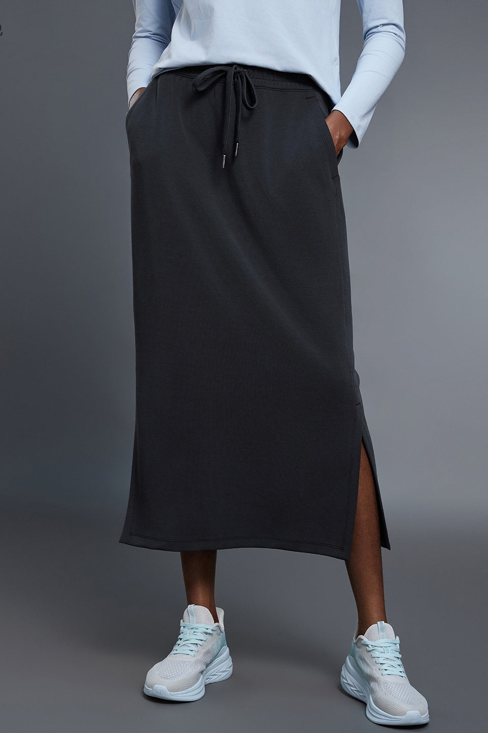 Emily & Isabella Brooks | High Waist Split Straight Midi Skirt