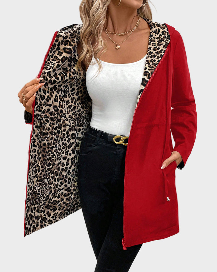 Emily & Isabella Brooks | Reversible Jacket with Hat, Leopard Pattern