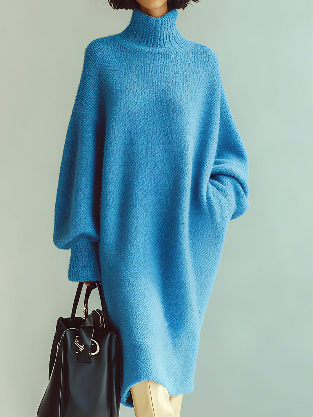 Emily & Isabella Brooks | Midi Dress Red Blue Long Sleeve Oversized