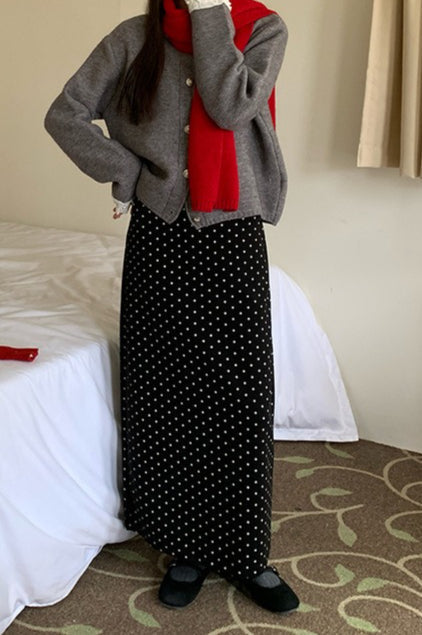 Emily & Isabella Brooks | High Waist Polka Dot Skirt with Back Slit