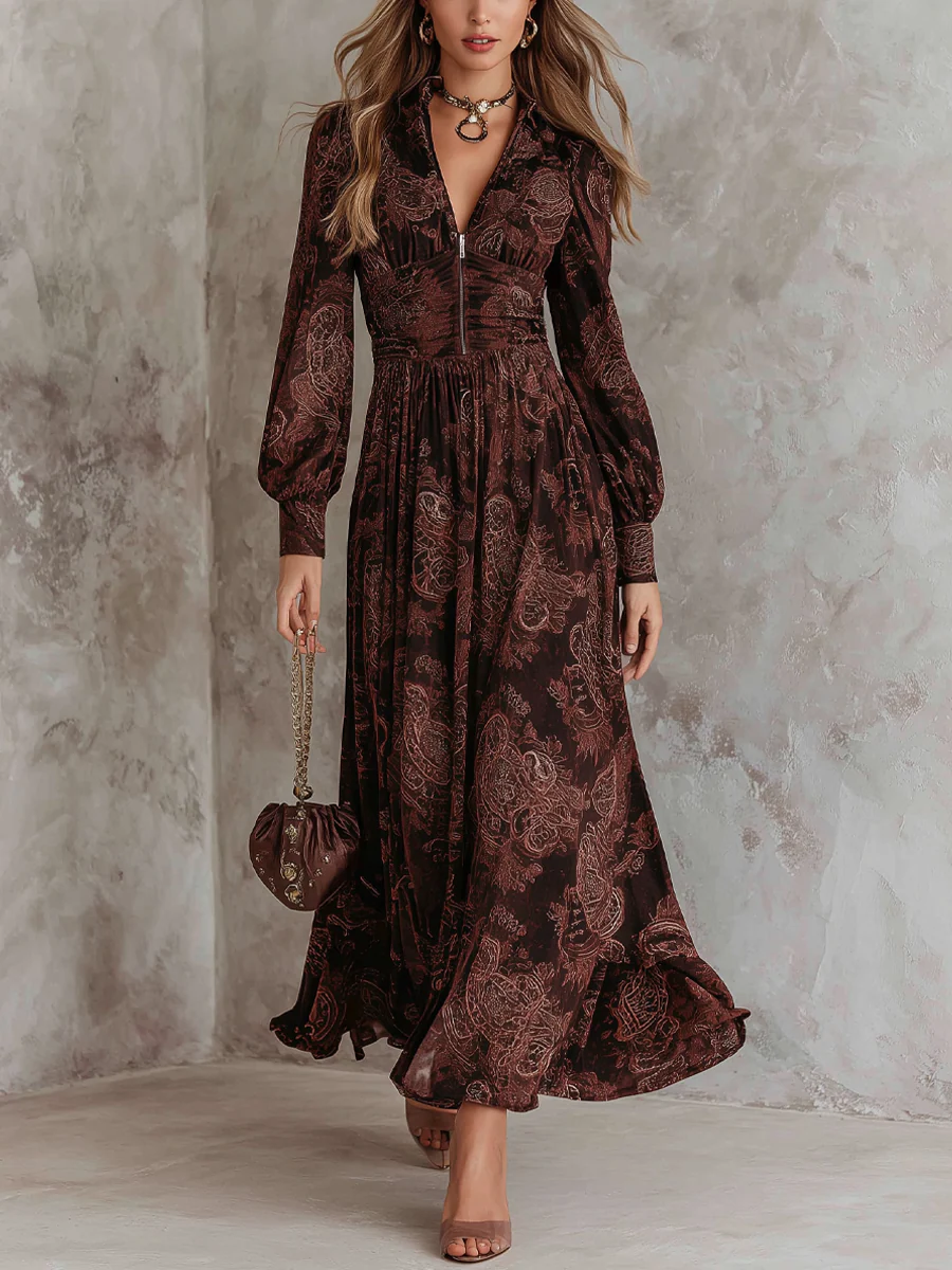 Emily & Isabella Brooks | Paisley Zip Maxi Dress
