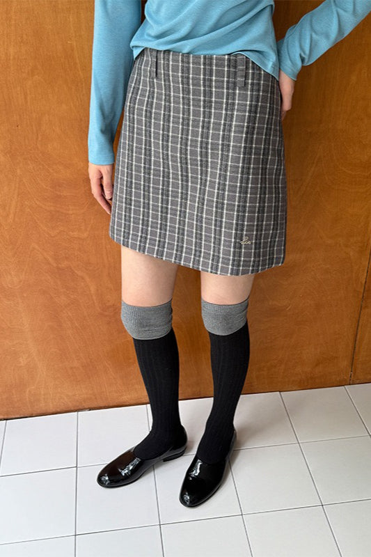 Emily & Isabella Brooks | High Waist A-Line Skirt in Vintage Plaid
