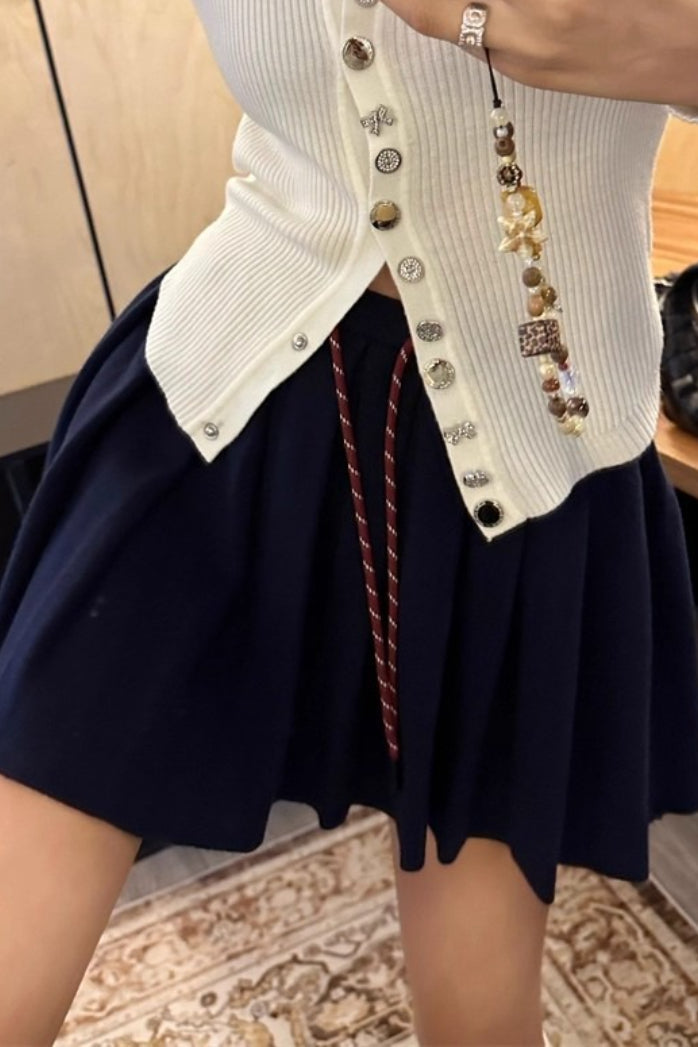 Emily & Isabella Brooks | Pleated Knit Mini Skirt
