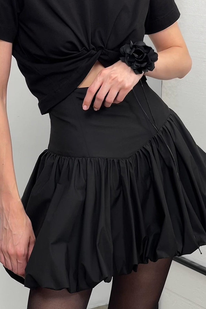 Emily & Isabella Brooks | Cotton A-Line High Waist Mini Skirt