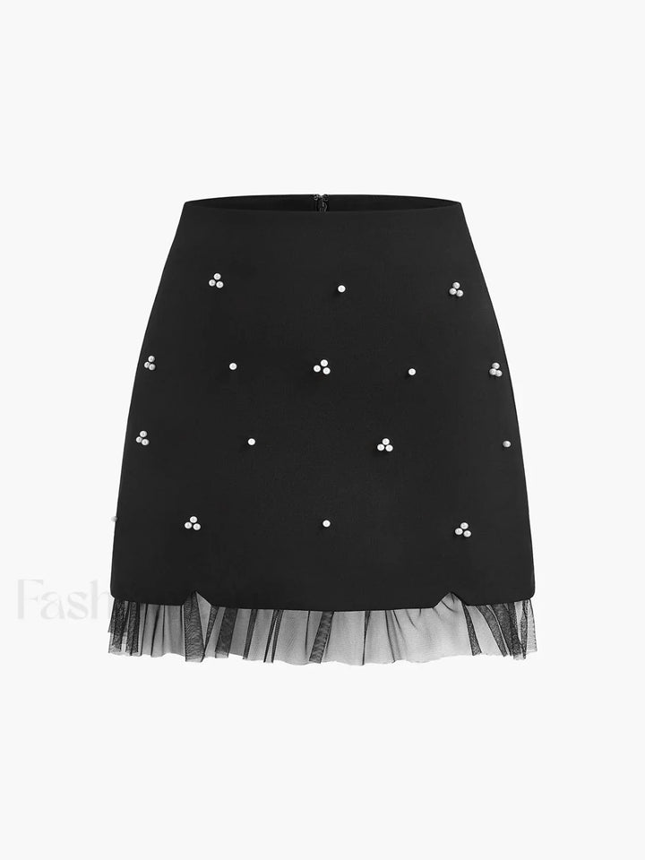 Emily & Isabella Brooks | Beaded Tulle Trim A-Line Skirt