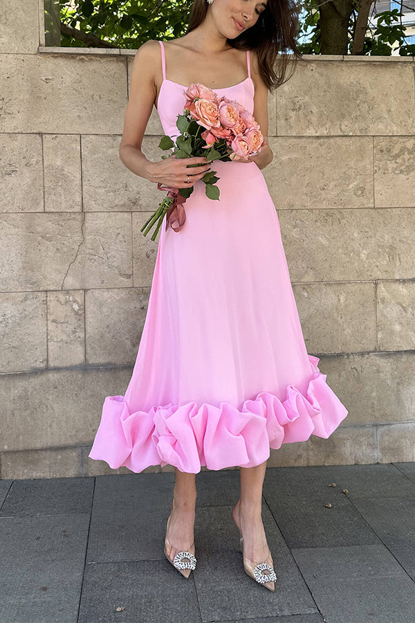 Emily & Isabella Brooks | Flounce Bustier Midi Dress